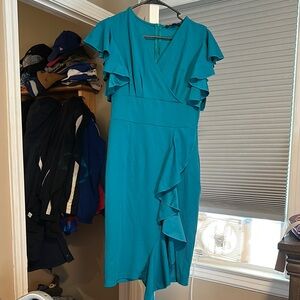 Elegant Teal Ruffle Dress
